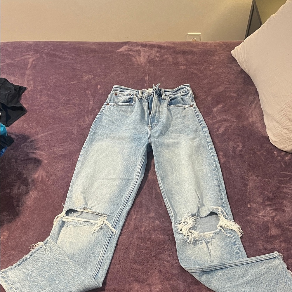 Abercrombie & Fitch Light Blue Ripped Boyfriend Jeans